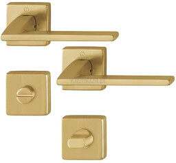 Bergamo - Klamki z kwadratowym szyldem do WC z mosiądzu, złoty F78-1 Resista