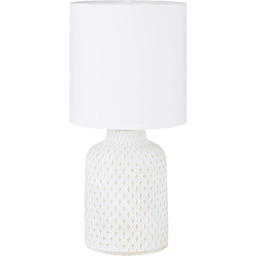 EGLO Lampa stołowa Bellariva, lampa stołowa, lampka nocna z ceramiki w kolorze kremowym, tkanina w kolorze białym, lampa do salonu, lampa z przełączni