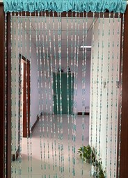 ZiDeTang Akrylowa zasłona na drzwi z koralikami dekoracja frędzle zasłona działowa (niebieska, 100 cm na 195 cm)