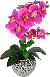 Sztuczny kwiat, motyl, orchidea, 40 cm, z liśćmi w doniczce, sztuczny kwiat, sztuczna orchidea, sztuczna roślina na wesele, jedwabny kwiat, różowy