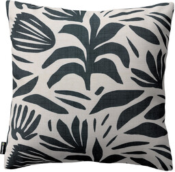 Poszewka Kinga na poduszkę, roślinny grafitowy motyw na kremowym tle, 50 x 50 cm, Botanic Viscose
