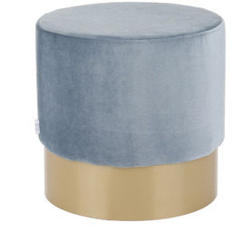 Pufa Vinci Gold Round, okragła, do salonu, w stylu glamour, ze złotą podstawą