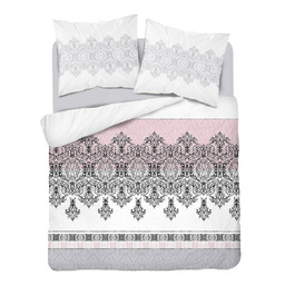 Detexpol Pościel bawełniana 220x200 Glamour biała różowa ornamenty orientalna 3833 A Bawełna 88