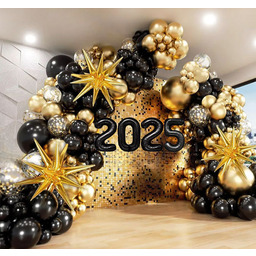 ŚCIANKA DEKORACJE ZESTAW BALONÓW BALONY NA SYLWESTRA SYLWESTER 2025 85SZT