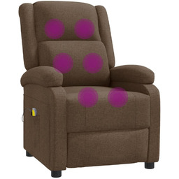 Fotel Z Masażem, Brązowy, Obity Tkaniną