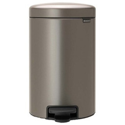 BRABANTIA Kosz na śmieci z pedałem 113628 NewIcon ciche zamykanie, odporny na rdzę 12L Platynowy Zyskaj