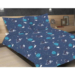 Matex Pościel satynowa 140x200 granatowa kosmos z jedną poszewką SE-52A Exclusive 2