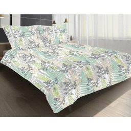 Matex Pościel satynowa 140x200 miętowa szara paprocie z jedną poszewką SE-49A Exclusive 2