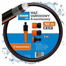Wąż Ogrodowy 50m 3/4 4 Warstwy Mocny Wytrzymały Zestaw Do Podlewania Gumowy
