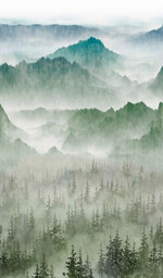 Fototapeta mural mgliste góry Grandeco Orom 2 A73601 159x280 cm