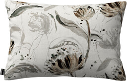 Poszewka Kinga na poduszkę prostokątną, kwiaty na jasnoszarym tle, 60 x 40 cm, Botanic Viscose