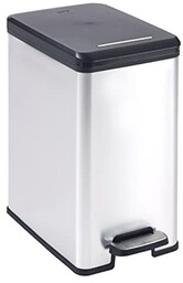 Curver Deco Bin Slim kosz na śmieci, 25 l, plastikowy, czarny/srebrny metalik, 39 x 25 x 45 cm