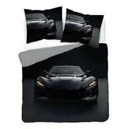 Detexpol Pościel 3D z mikrofibry z czarnym sportowym samochodem 220x200 cm Visuale 3D wzór 5430 A