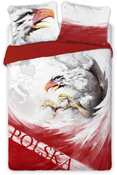 Faro Pościel bawełniana 160x200 Travel Polska Godło Orzeł z Pazurem Mapa Europa