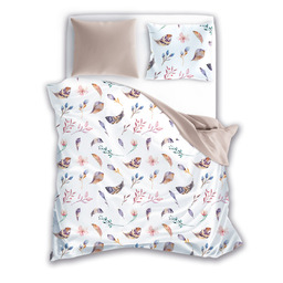Faro Pościel bawełniana 160x200 Pure 05 piórka liście biała beżowa kolorowa