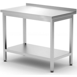 Stół blat roboczy przyścienny z rantem półką Budget Line STAL 800 x 600 x 850 mm - Hendi 817261