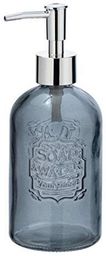 WENKO Dozownik mydła Vetr, prawdziwe szkło, dozownik mydła w płynie, pojemność 0,4 l, szkło, 8,5 x 19 x 7,5 cm; Szary; Okrągły
