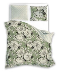 Faro Pościel bawełniana 160x200 Flovery 002 kwiaty zielona 23