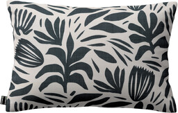 Poszewka Kinga na poduszkę prostokątną, roślinny grafitowy motyw na kremowym tle, 47 x 28 cm, Botanic Viscose