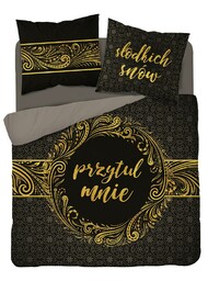 Detexpol Pościel bawełniana 160x200 Przytul mnie czarna złota 3755 A Holland 78