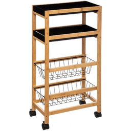 5five Simply Smart Wózek kuchenny z bambusa, 2 koszyki i wyjmowane tace