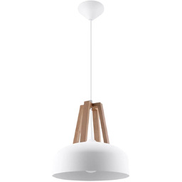Lampa wisząca CASCO biała/naturalne drewno SL.0388 - Sollux