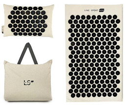 Line Sport ECO - polska ekologiczna mata do akupresury z poduszką - naturalna bawełna-czarny