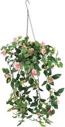 Zawieszka ze sztucznych róż, 80 cm, z metalowym koszem i urządzeniem do zawieszania, róże, duży bukiet róż, sztuczne kwiaty, jedwabne kwiaty, girlanda z różami, pnącze róż, wisząca lampa ślubna