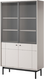 Regał z półkami i szklanym frontem Japandi (WT104), kaszmir