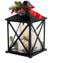Fééric Lights And Christmas Lampion z trzema świecami i gałązkami, LED