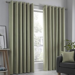 Fusion Zielone zasłony szer. 90 x dł. 228 cm (228 x 274 cm) - szałwiowa zieleń na przelotkach - jasnozielone zasłony do sypialni/salonu - zielona zasłona na drzwi - zasłony termiczne/obróbka okna -