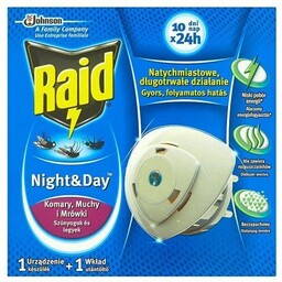 Raid Night & Day, przeciw muchom, komarom i mrówkom, elektrofumigator owadobójczy z wymiennym wkładem, 1szt.