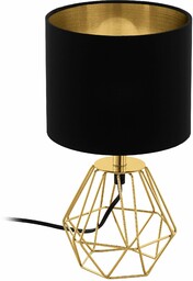 EGLO Lampa stołowa CARLTON 2, 1-ogniskowa oprawa stołowa w stylu vintage, lampka nocna wykonana ze stali i tkaniny, kolor: złoty, czarny, oprawka: E14, wraz z przełącznikiem