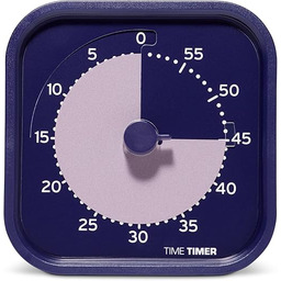 Time Timer MOD Home Seria Metallic - Indywidualny rozmiar 60-minutowy wizualny minutnik odliczający do ADHD, dorosłych, studentów i pomodoro z cichą pracą (metaliczny indygo)