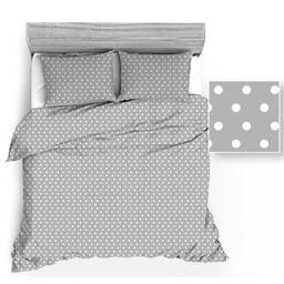 Extrapościel Pościel bawełniana 160x200 943E R115 szara w groszki białe