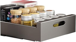 Szuflada kuchenna, półka kuchenna wysuwana taca kuchenna, organizery do szafek teleskopowa szuflada kuchenna do szafek kuchennych, 30Lx43Px9H cm, bez konieczności wiercenia ani gwoździ, czarna