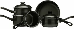 Premier Housewares 204202 zestaw patelni do pępka ze stali węglowej, czarny, 5-częściowy