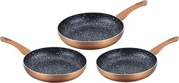 CENOCCO CC-2001 - Zestaw 3 kamiennych patelni - Wszystkie palniki i indukcje - 20/24/28 cm - Miedź