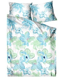 Greno Pościel satynowa 220x200 kwiaty błękitne zielone Saint Tropez Frotex 23
