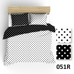 Extrapościel Pościel bawełniana 160x200 R051 biała czarna groszki 48D 61D