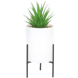 Sleepdown Halo zielony liść biały stojak na doniczkę sztuczna roślina do domu biura łazienki dekoracja wnętrz estetyka