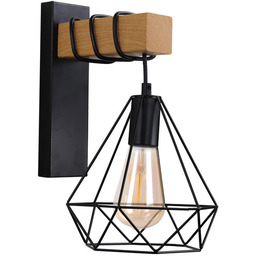 Loftowa LAMPA ścienna VIGO WOOD 314680 Polux metalowa OPRAWA druciany kinkiet hygge czarny brązowy