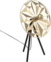 EGLO lampa stołowa Castanuelo, trójnożna lampka nocna w stylu retro z metalu w kolorze złotym i czarnym, oświetlenie deco do sypialni i salonu, oprawka E27