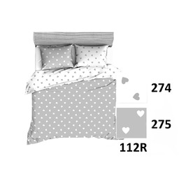 Extrapościel Pościel bawełniana 160x200 R112 biała szara serca serduszka 275D 274D
