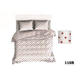 Extrapościel Pościel bawełniana 160x200 R119 biała czerwona serca serduszka 314D