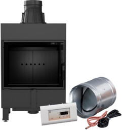 Inteligentny kominek powietrzny KRATKI LUCY SLIM 8 kW Ø 160 czarne wyłożenie