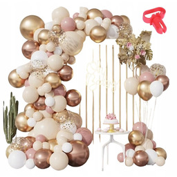 GIRLANDA BALONOWA ZŁOTA Z RÓŻEM BIELĄ NA BABY SHOWER ROCZEK CHRZEST URODZIN