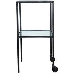 House Doctor TROLLEY Regał - Wózek na Kółkach ze Szklaną Półką