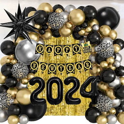 ZESTAW DEKORACJI BALONY 3D SYLWESTER 2024 NOWY ROK 88SZT