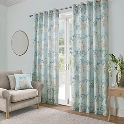 Dreams & Drapes - Jasnoniebieskie zasłony glicynii, szer. 90 x dł. 90 cm (229 x 229 cm) - błękitne zasłony z oczkami z kwiatami, kwiatowe zasłony i zasłony do sypialni i salonu - zasłona na drzwi